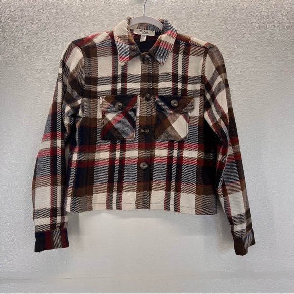 C By One. Cropped Plaid Button Up Jacket SIZE XS - Picture 4 of 13
